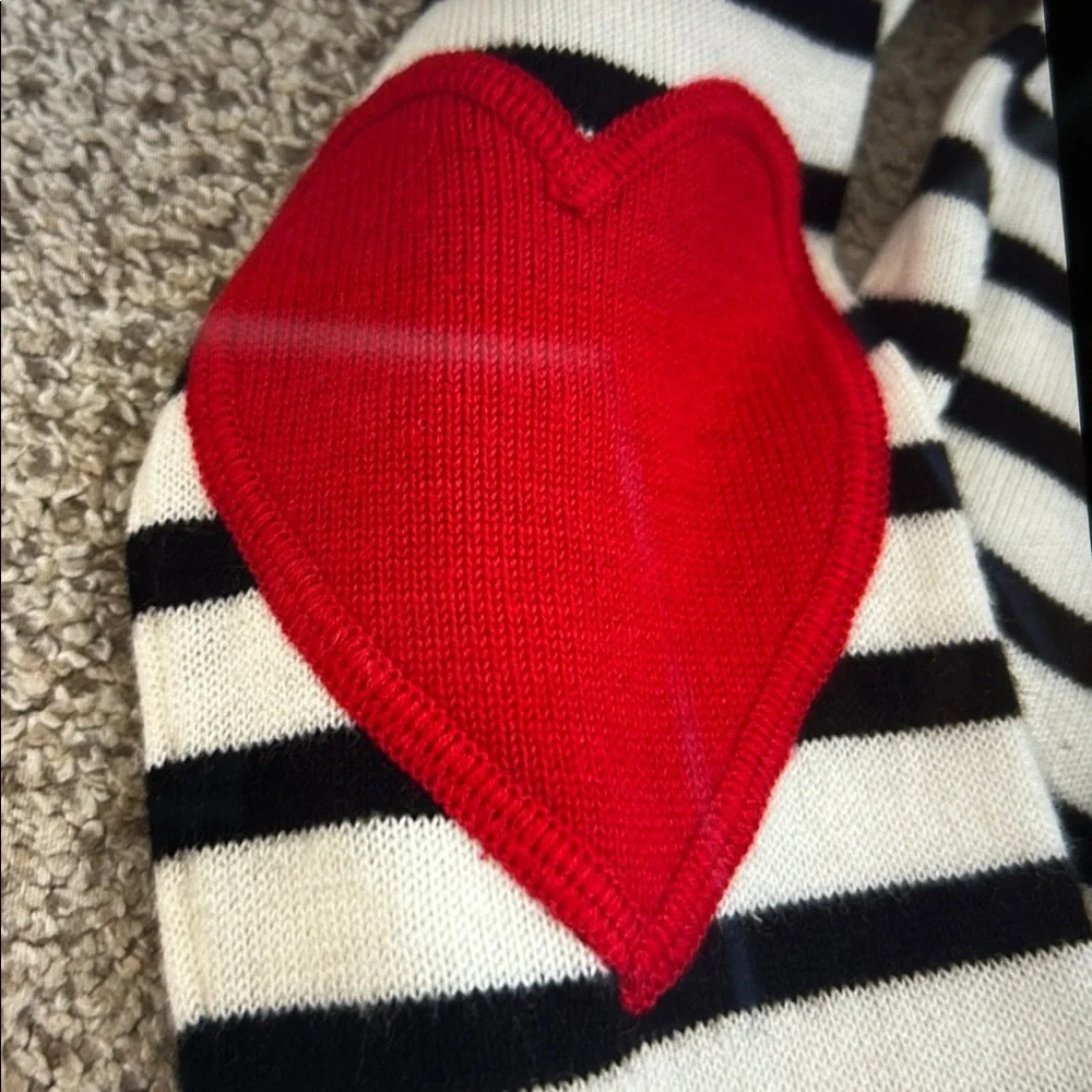 Kate Spade Broome Street Heart Patch Striped Sweater, XS